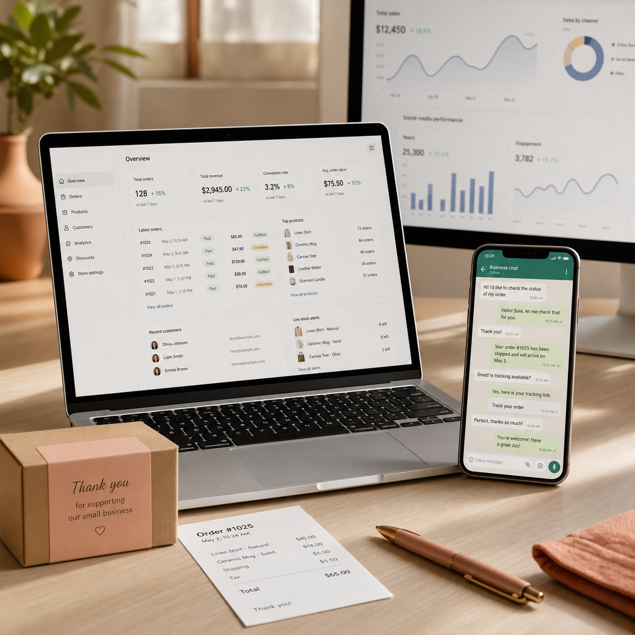 Agente de IA LojaOnlineBot — painel de e-commerce com WhatsApp integrado